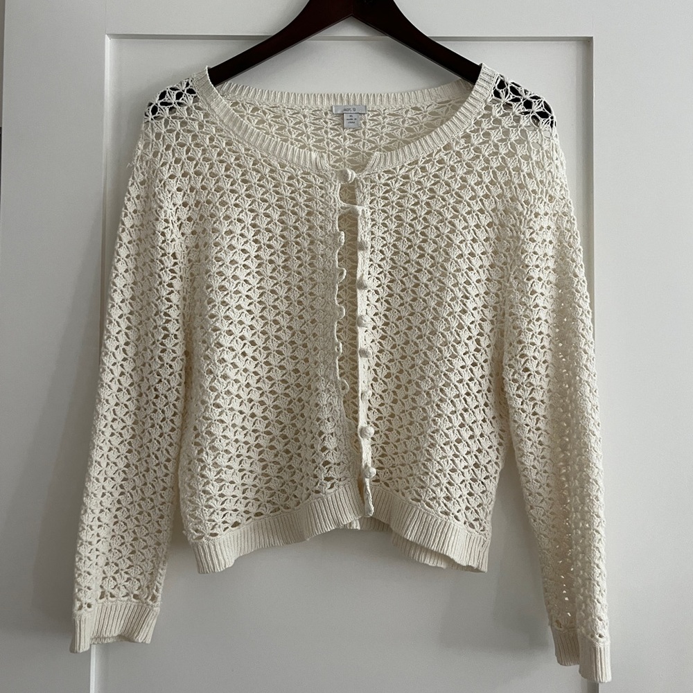 White Crochet Cardigan Blouse